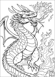 Majestic dragon with dancing flames