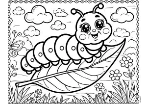 Smiling Caterpillar On A Leaf