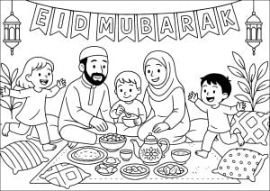 Family scene celebrating eid