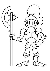 coloring-page-knights,-castles-and-dragons-for-kids