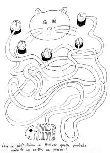 coloring-page-labyrinths-to-print-for-free : Cat & sushis