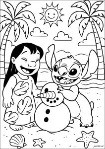 Snowman in the sun. But how do Lilo and Stitch build a snowman in the heat? Snowman in the sun