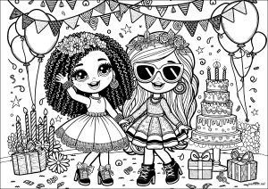 Two LOL dolls at a birthday party