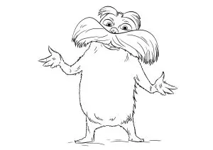 Simple printable coloring pages for children on the lorax theme