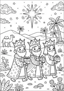 The three wise men bringing gifts