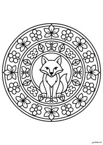 Fox at the heart of a floral mandala