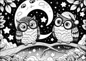 Pretty Owls Under The Bright Moonlight
