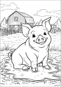 Happy little piggy on the farm