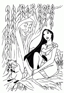 Image of Pocahontas to print and color