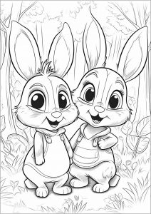 Two little rabbits in the forest - 1