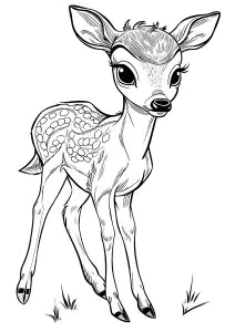 Pretty drawing of a fawn to color
