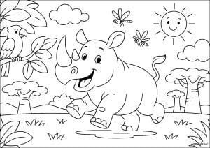 Happy savannah rhinoceros