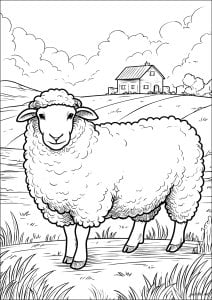 Peaceful sheep in the meadow