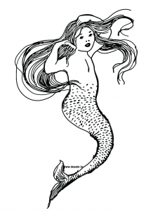 Mermaids image to print and color