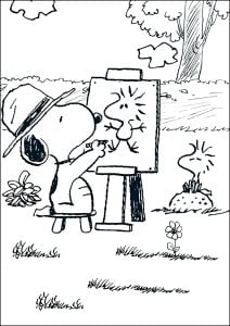 Snoopy paints Woodstock