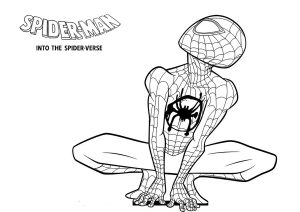 Funny Spider-Man : Into the Spider-Verse coloring page for kids