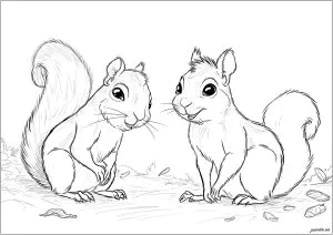 Two Friendly Squirrels