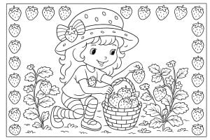 Collecting Strawberries Outdoors