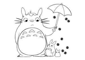 Printable "Totoro" easy coloring sheets for Kids