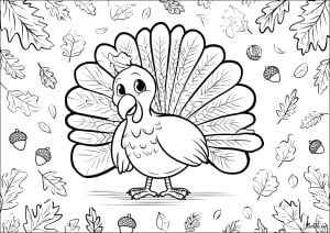 Turkey and autumn leaves