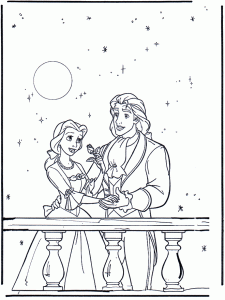 Free Beauty and the Beast drawing to download and color