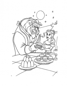 Free Beauty and the Beast drawing to download and color