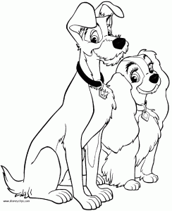 coloring-page-the-lady-and-the-tramp-for-children