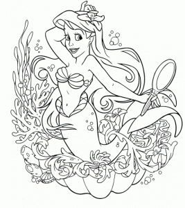 Very detailed coloring pages of The Little Mermaid (Disney)