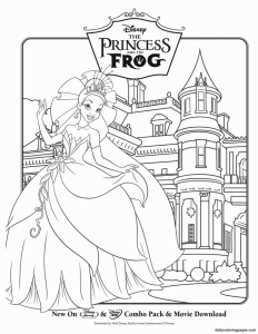 Printable coloring pages of The Princess and the Frog