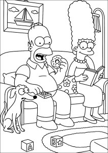 Homer and Marge in the living room