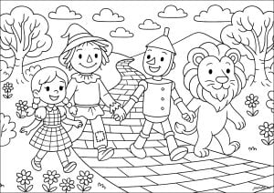 The wizard of oz   dorothy and friends on the yellow brick road