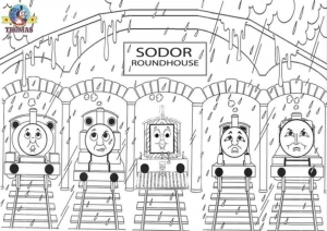 Image of Thomas and his friends to print and color