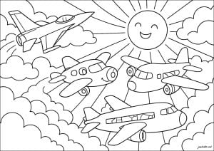Various types of aircraft in the sky