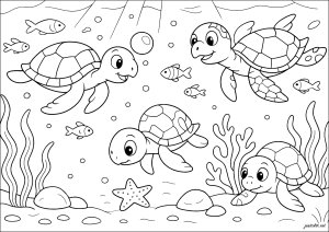 Underwater turtle walk