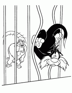 Free coloring pages of Tweety and Big Kitty
