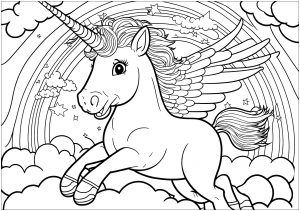 Unicorn In The Sky With A Rainbow