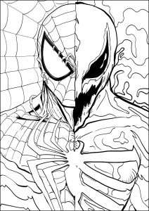 Spider-Man and Venom mixed drawing