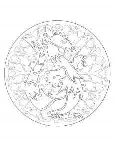 Coloriage a imprimer mandala dragon 1