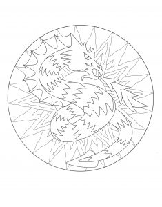 Coloriage a imprimer mandala dragon 3