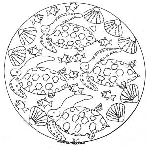 Mandala animaux poisson en mer 3