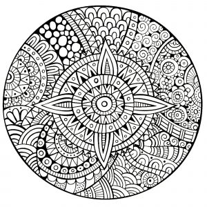 Coloriage adulte mandala etoile lignes epaisses 1