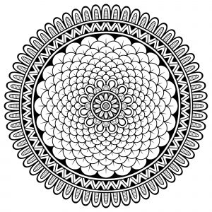 Coloriage adulte mandala petits petales 1