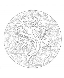 Coloriage gratuit mandala dragon 5