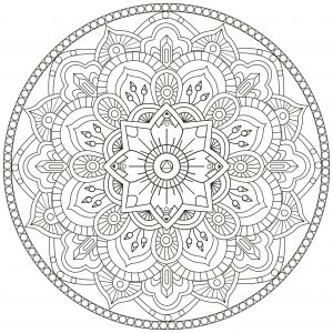 Mandala a colorier gratuit fleurs traits reguliers