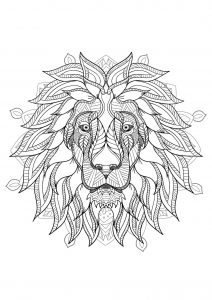 Mandala difficile tete lion 2
