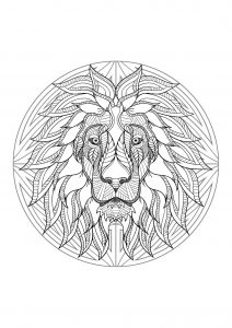 Mandala difficile tete lion 4