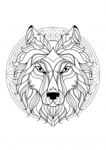 Mandala difficile tete loup 1