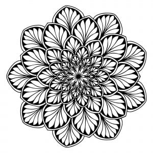 Mandala feuilles sombre symetriques difficile