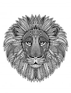 Tete de lion en mandala 1