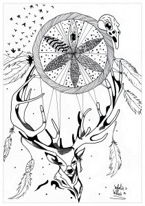 Mandala a imprimer cerf dreamcatcher par valentin